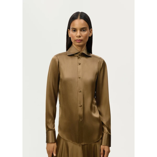 Adam Lippes Aston Shirt in Olive, view 4