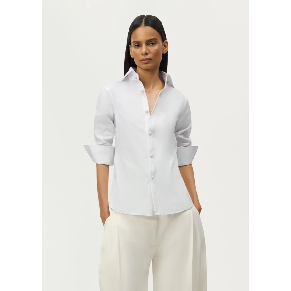 Adam Lippes Aston Shirt in White, view 3