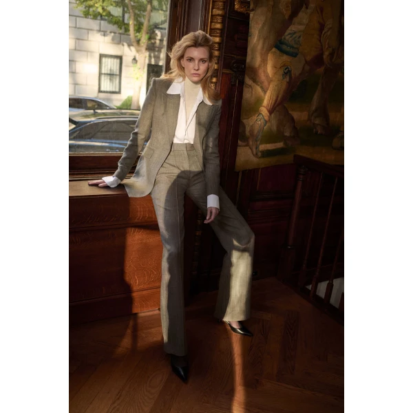 Adam Lippes Beaumont Blazer in Black/Camel, view 2