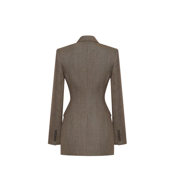 Adam Lippes Beaumont Blazer in Black/Camel, view 3