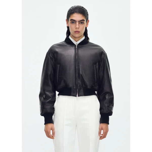 Adam Lippes Bomber Jacket in Black, view 2