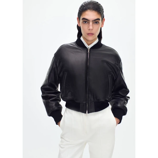 Adam Lippes Bomber Jacket in Black, view 4