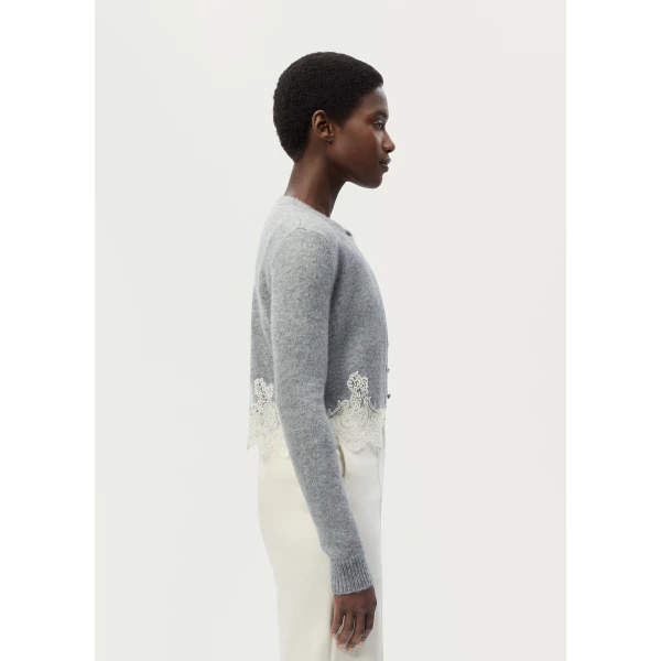 Adam Lippes Briar Cardigan in Heather Grey, view 3