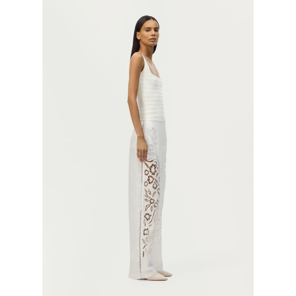 Adam Lippes Brooks Pant in White, view 3