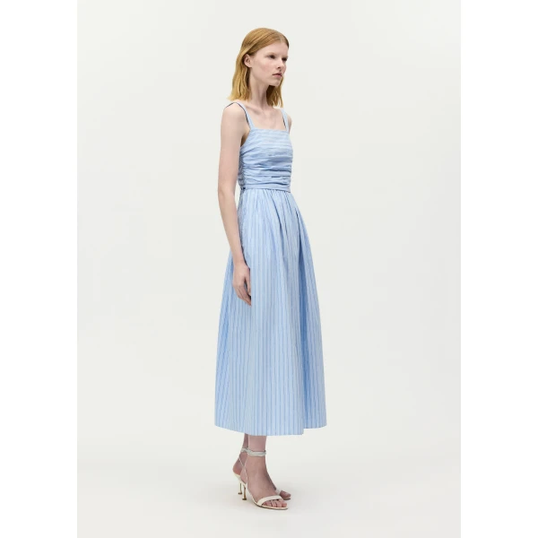 Adam Lippes Calista Dress in Pale Blue/White, view 3