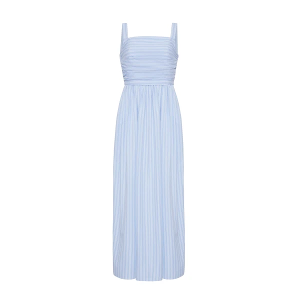 Adam Lippes Calista Dress in Pale Blue/White