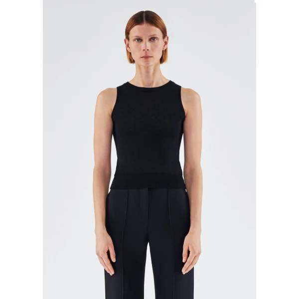 Adam Lippes Cashmere Silk Shell in Black Knit, view 2