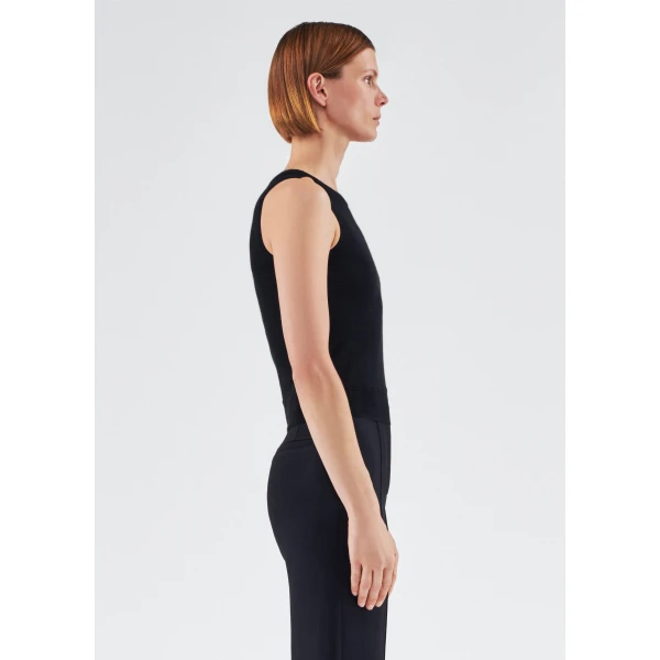 Adam Lippes Cashmere Silk Shell in Black Knit, view 3