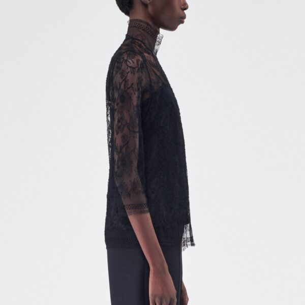Adam Lippes Chantilly Lace Turtleneck in Black Top, view 3