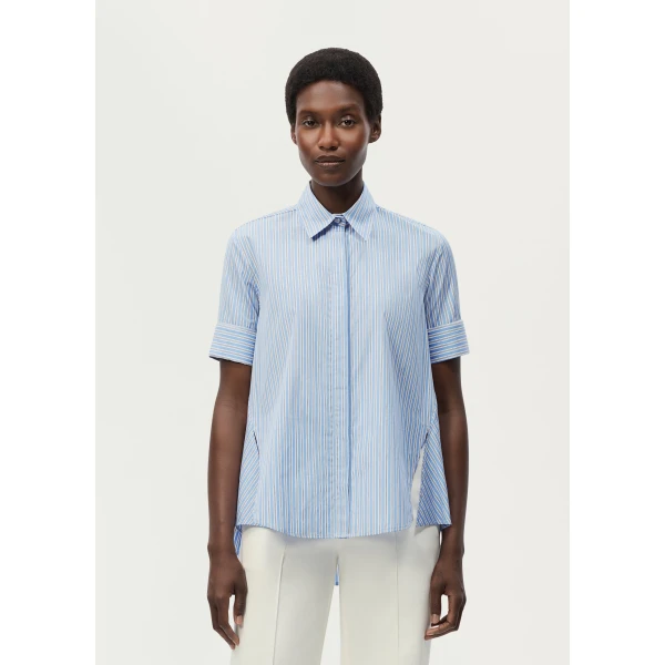 Adam Lippes Charlie Top in Pale Blue/White, view 2