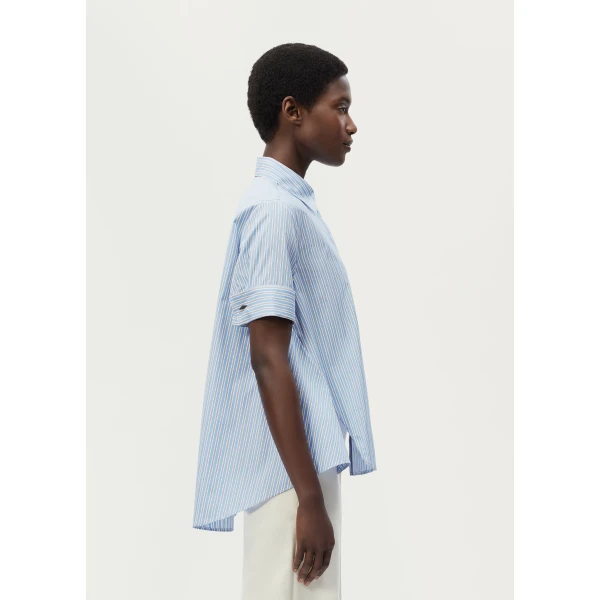 Adam Lippes Charlie Top in Pale Blue/White, view 3