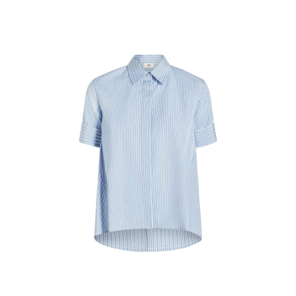 Adam Lippes Charlie Top in Pale Blue/White