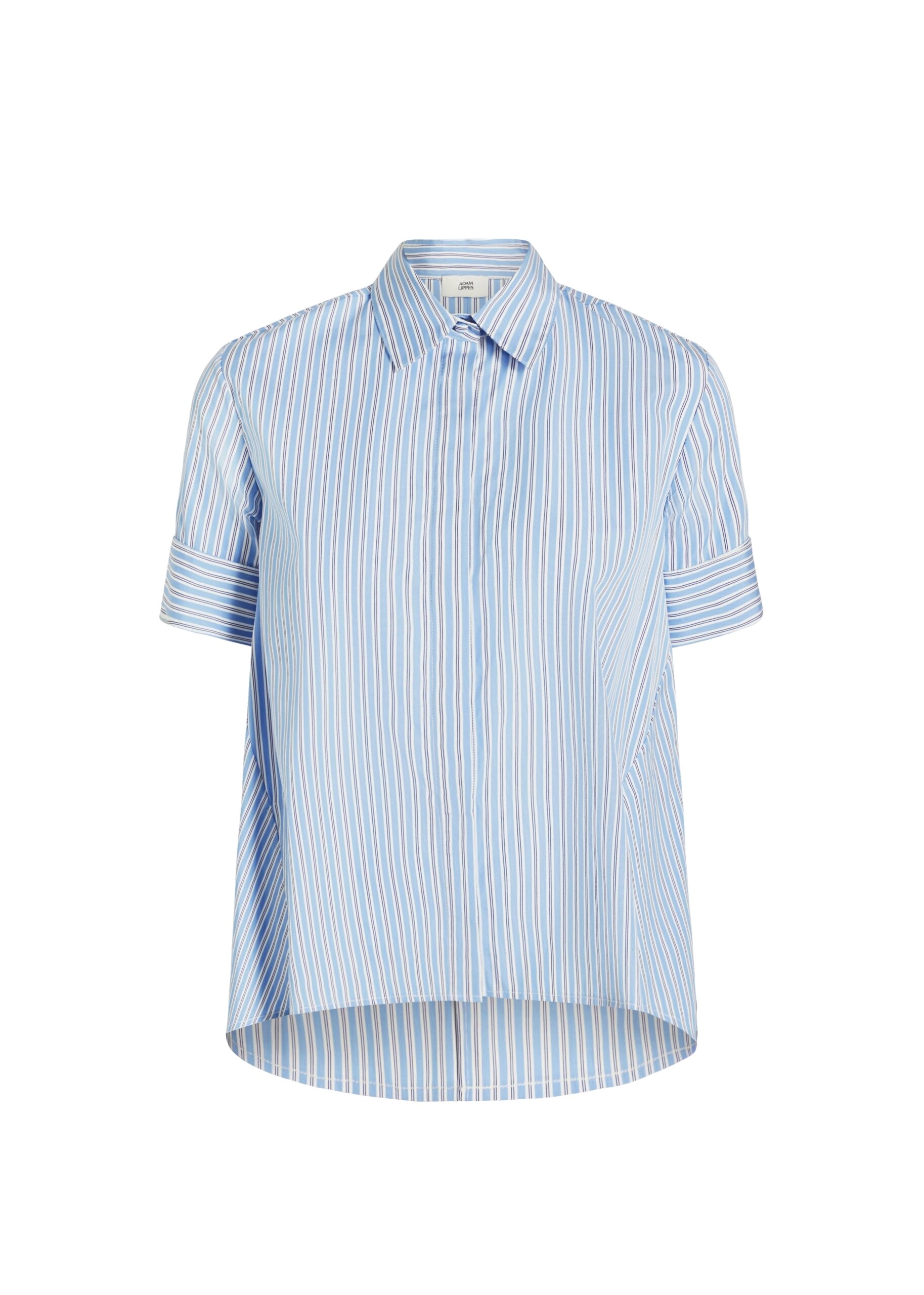 Adam Lippes Charlie Top in Pale Blue/White