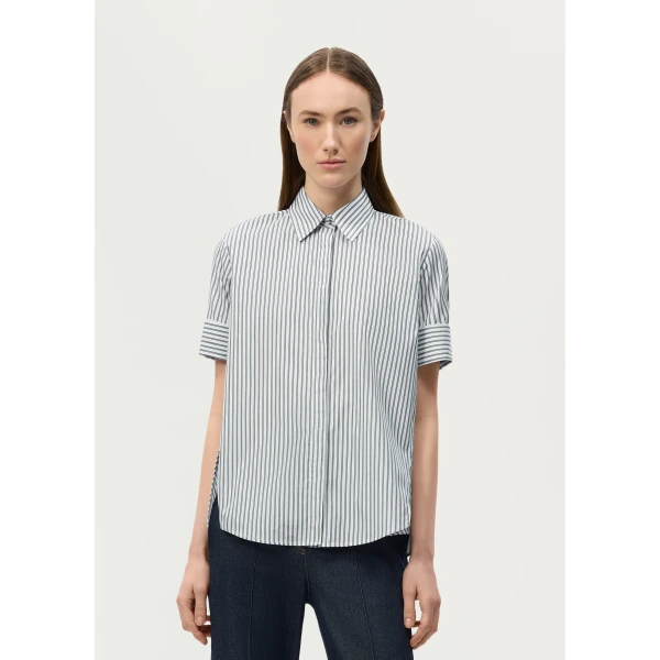 Adam Lippes Charlie Top in White/Ink, view 2