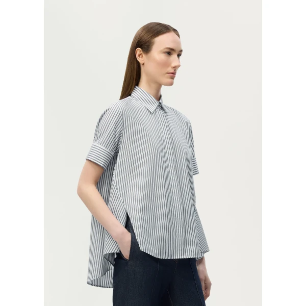Adam Lippes Charlie Top in White/Ink, view 3