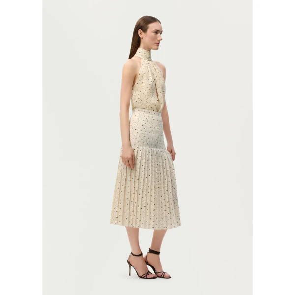 Adam Lippes Coraline Skirt in Cream/Chocolate, view 3