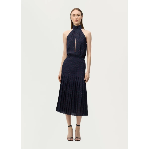 Adam Lippes Coraline Skirt in Navy/Cherry, view 2