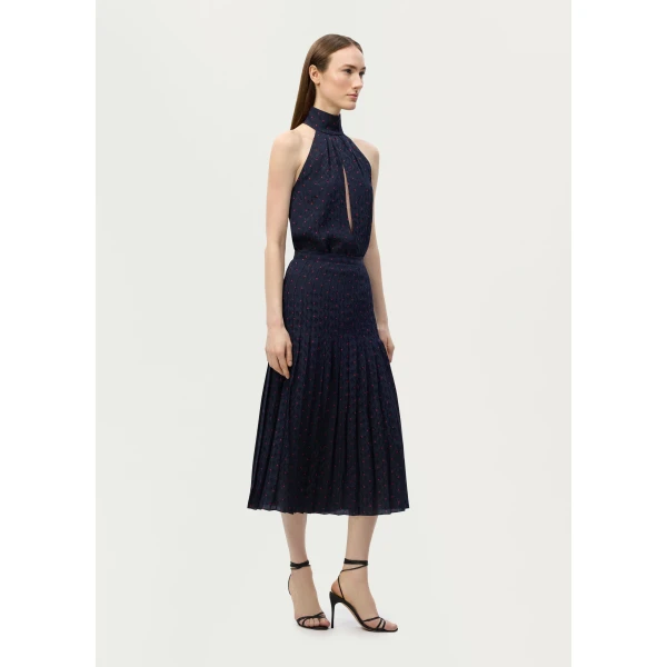 Adam Lippes Coraline Skirt in Navy/Cherry, view 3