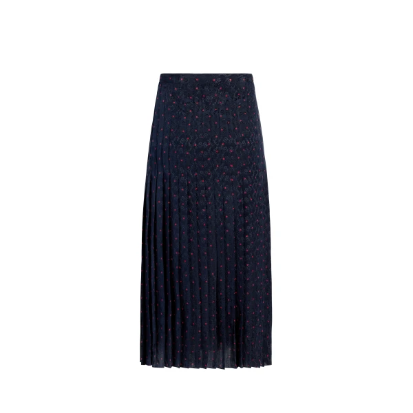 Adam Lippes Coraline Skirt in Navy/Cherry, view 4