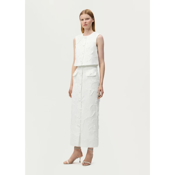 Adam Lippes Dakota Skirt in White, view 2