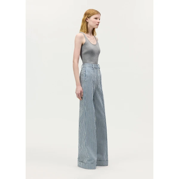 Adam Lippes Deeda Pant in Blue/White, view 3
