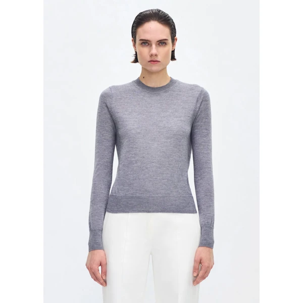 Adam Lippes Didion Knit Cashmere Silk in Heather Grey, view 2