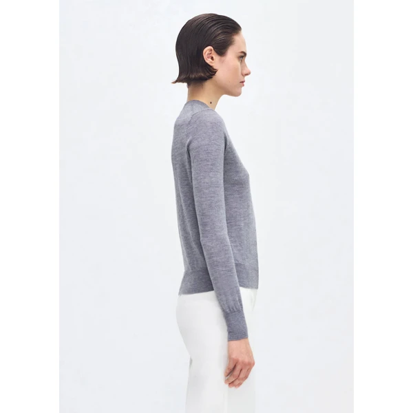 Adam Lippes Didion Knit Cashmere Silk in Heather Grey, view 3