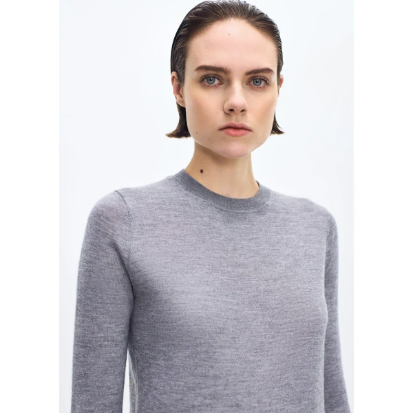 Adam Lippes Didion Knit Cashmere Silk in Heather Grey, view 4