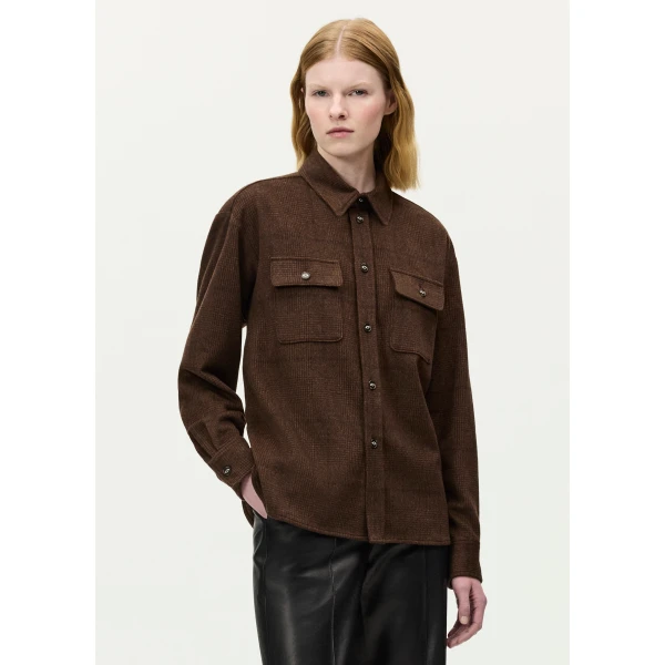 Adam Lippes Dorset Shirt in Chocolate, view 2