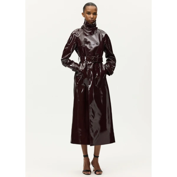 Adam Lippes Edo Trench in Aubergine Coat, view 2