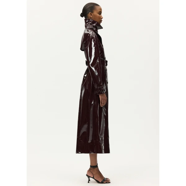 Adam Lippes Edo Trench in Aubergine Coat, view 3