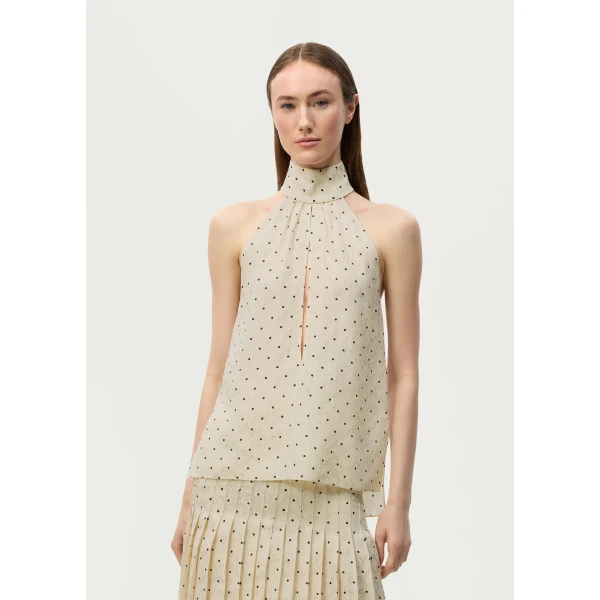 Adam Lippes Elodie Top in Cream/Chocolate, view 2