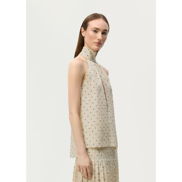 Adam Lippes Elodie Top in Cream/Chocolate, view 3
