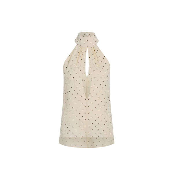 Adam Lippes Elodie Top in Cream/Chocolate