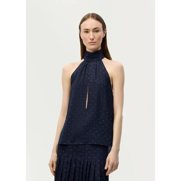 Adam Lippes Elodie Top in Navy/Cherry, view 2