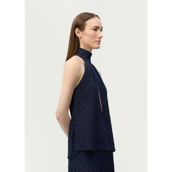 Adam Lippes Elodie Top in Navy/Cherry, view 3