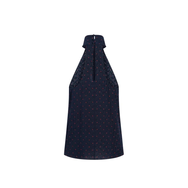 Adam Lippes Elodie Top in Navy/Cherry, view 4