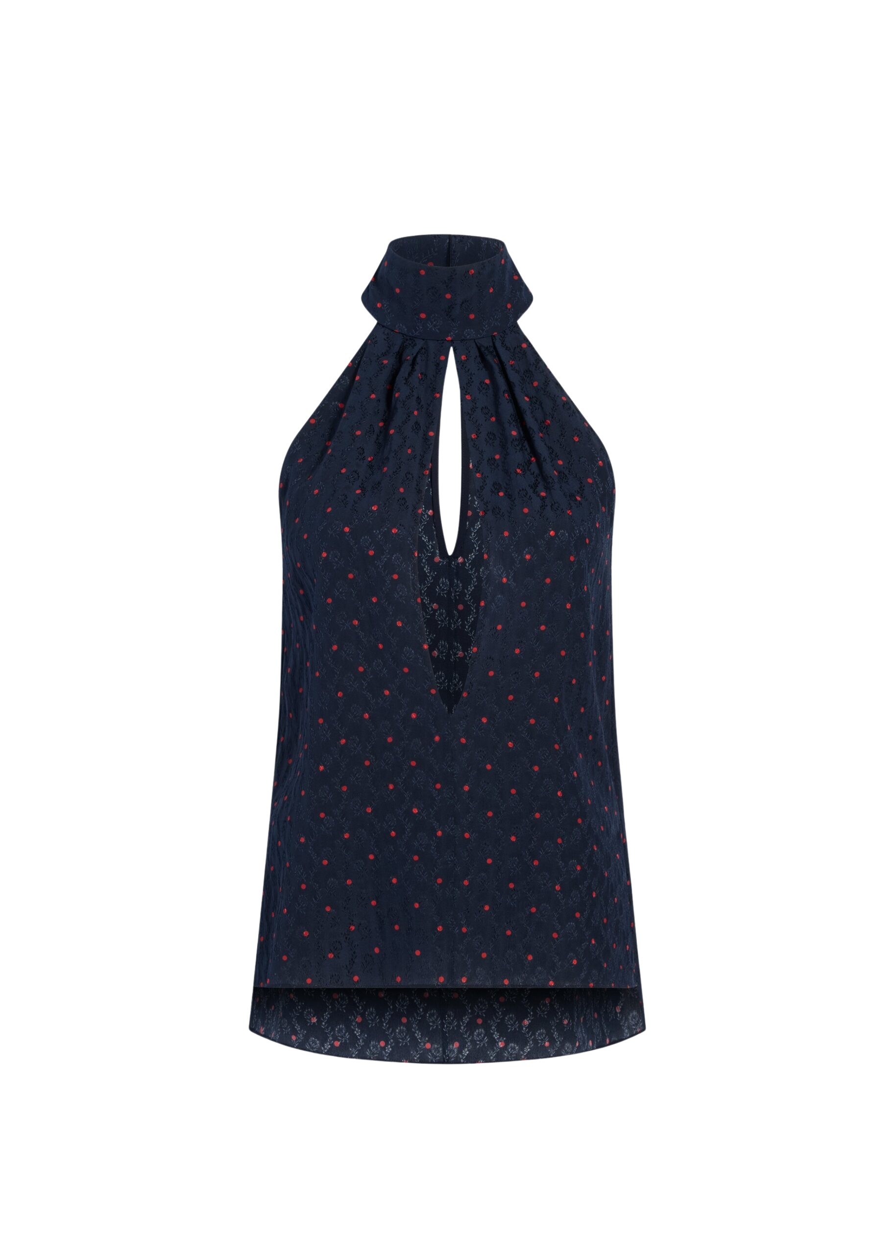 Adam Lippes Elodie Top in Navy/Cherry
