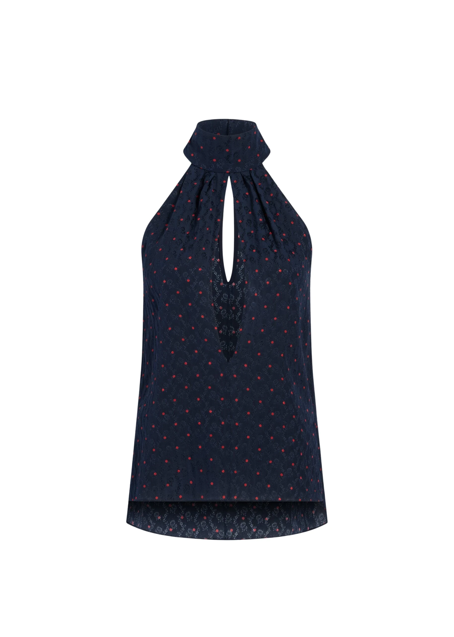 Adam Lippes Elodie Top in Navy/Cherry
