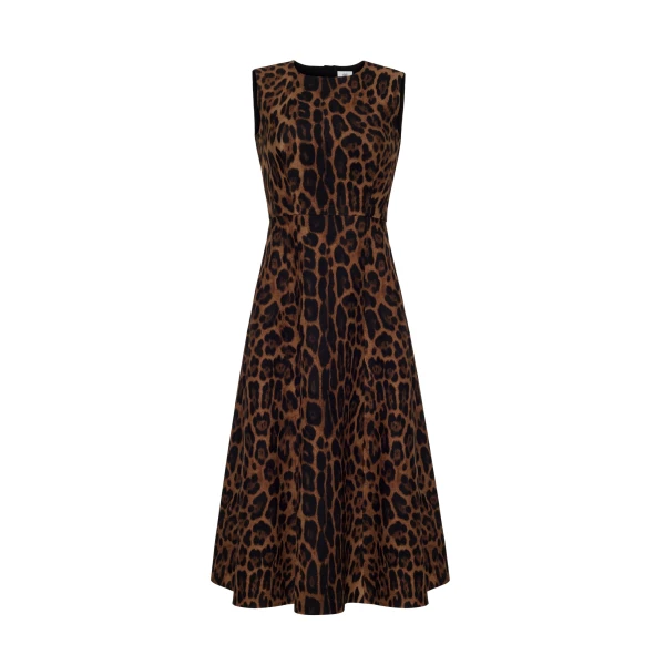 Adam Lippes Eloise Dress in Natural Leopard
