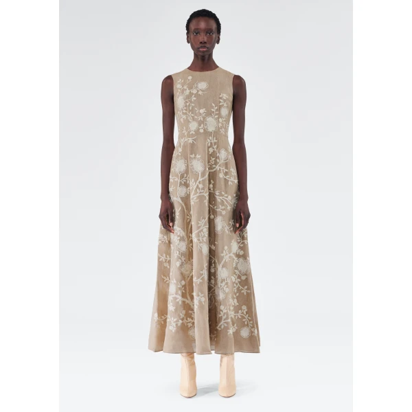 Adam Lippes Embroidered Eloise Dress in Parchment Floral, view 2