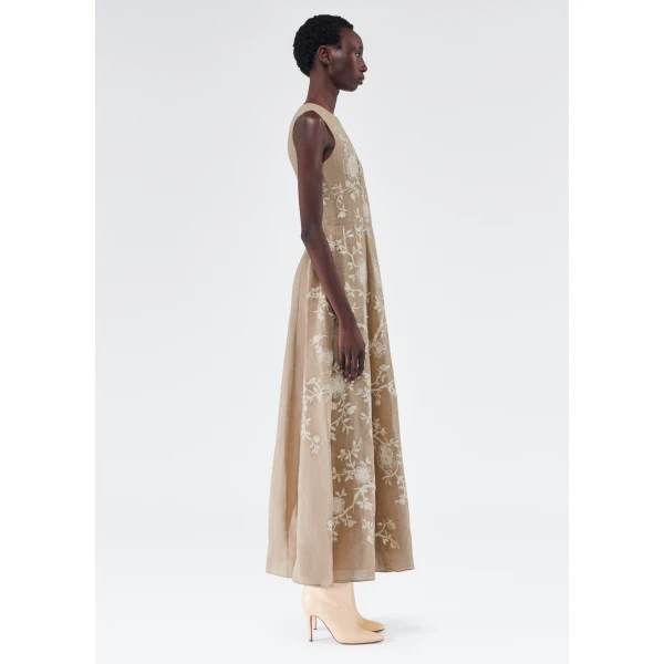Adam Lippes Embroidered Eloise Dress in Parchment Floral, view 3