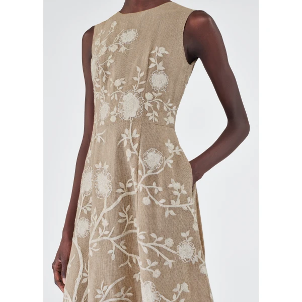Adam Lippes Embroidered Eloise Dress in Parchment Floral, view 4