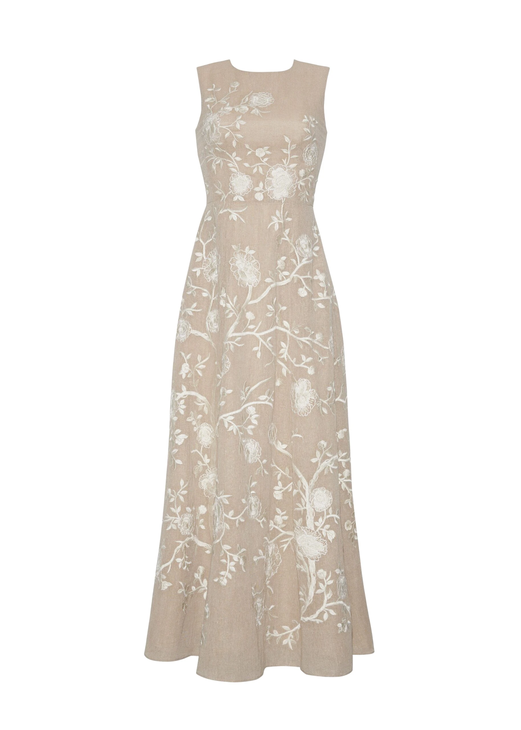 Adam Lippes Embroidered Eloise Dress in Parchment Floral