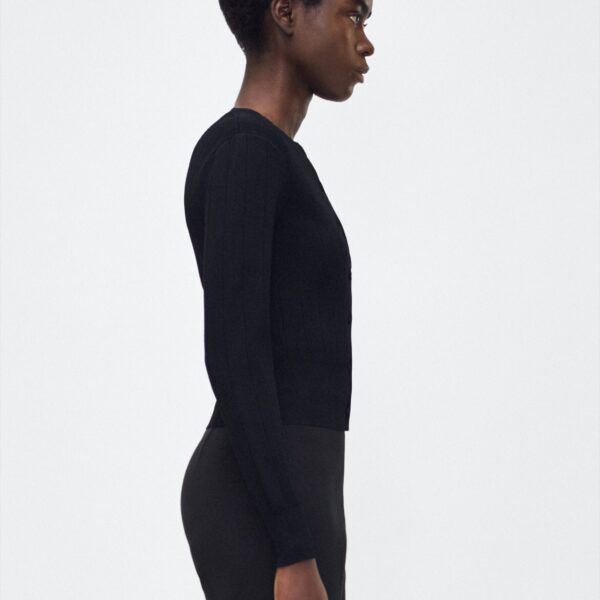Adam Lippes Faye Cardigan in Black, view 3
