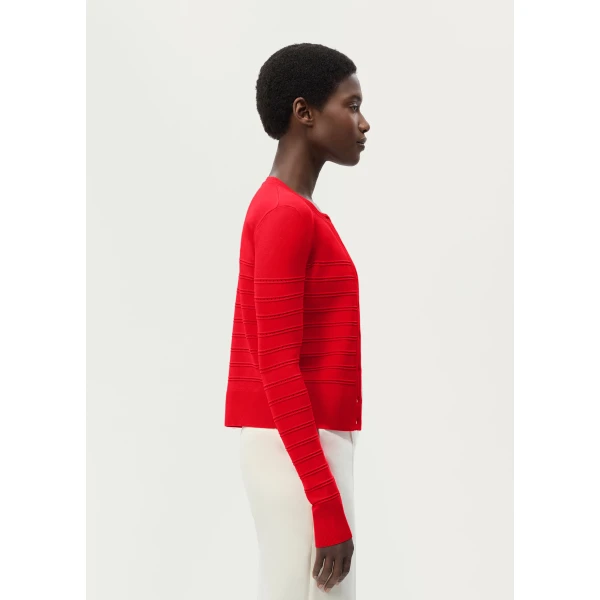 Adam Lippes Faye Cardigan in Cherry Red, view 3