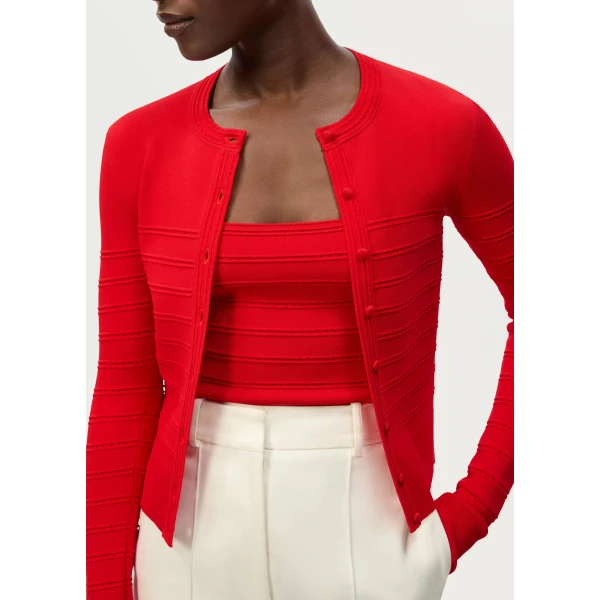 Adam Lippes Faye Cardigan in Cherry Red, view 4
