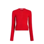 Adam Lippes Faye Cardigan in Cherry Red