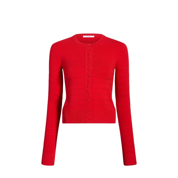Adam Lippes Faye Cardigan in Cherry Red