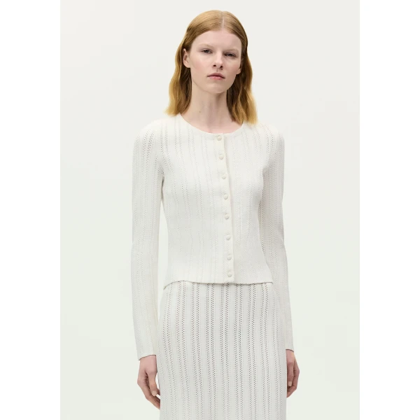 Adam Lippes Faye Cardigan in Ivory, view 2